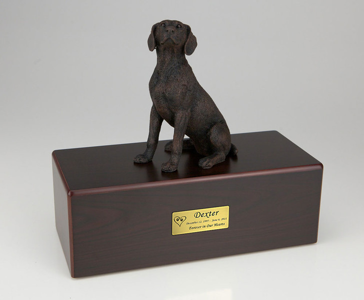 Bronze Weimaraner Dog Urn - Simply Walnut - 462