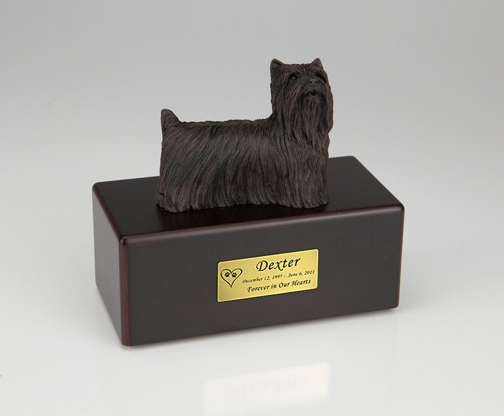 Bronze Yorkshire Terrier Dog Urn - Simply Walnut - 466