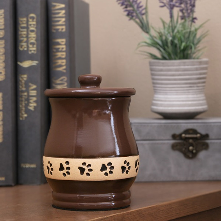 Brown Friendship Paw Print Ceramic Pet Urn - 3 Sizes