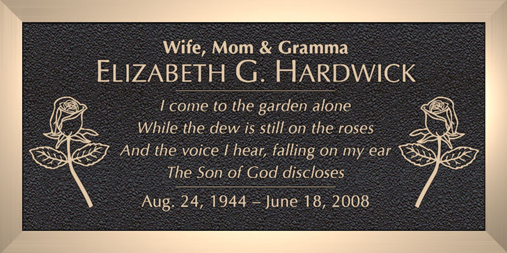 Roses - Cast Bronze Memorial Cemetery Marker - 4 Sizes