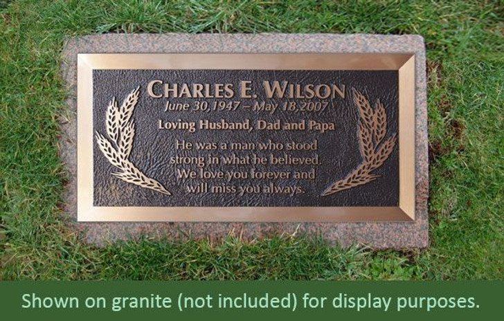 Star Wheat Tablet Grapes - Cast Bronze Memorial Cemetery Marker - 4 Sizes