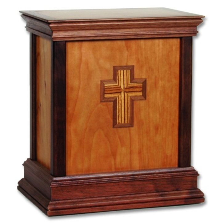 Cross Cherry Hardwood Handcrafted Cremation Urn by WoodMiller