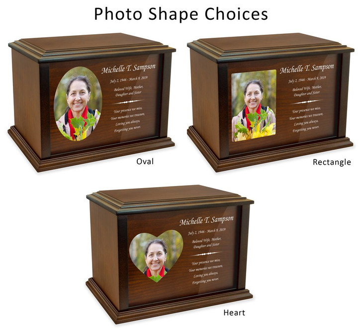 Dedication Custom Photo Wood Cremation Urn