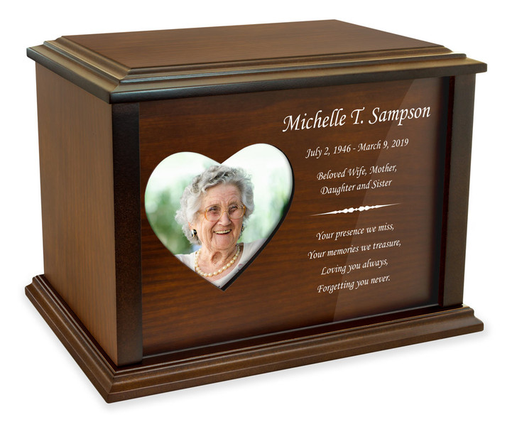 Devotion Heart Photo Frame Wood Cremation Urn
