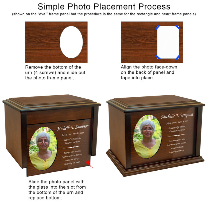 Devotion Heart Photo Frame Wood Cremation Urn