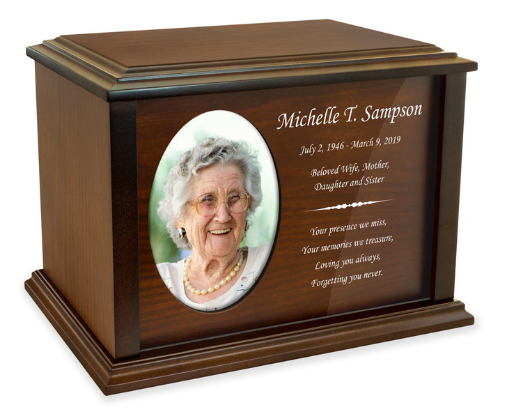 Devotion Oval Photo Frame Wood Cremation Urn