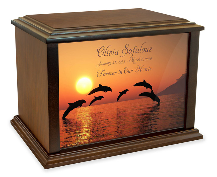 Dolphins Eternal Reflections Wood Cremation Urn