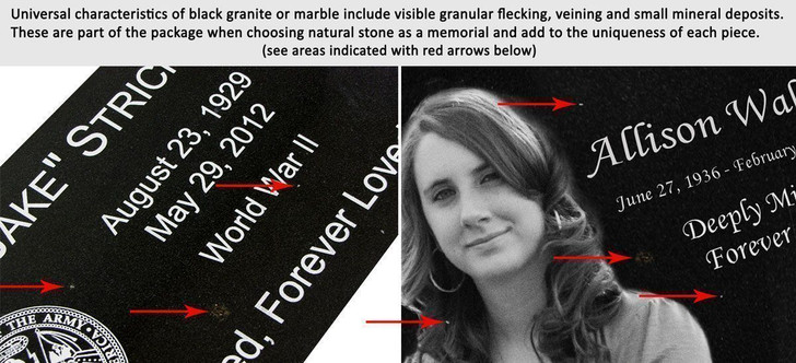 Double Heart Grave Marker Black Granite Laser-Engraved Memorial Headstone