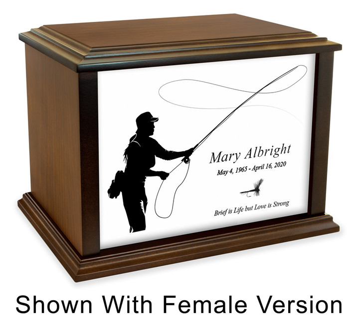 Fly Fishing Silhouette Eternal Reflections Wood Cremation Urn