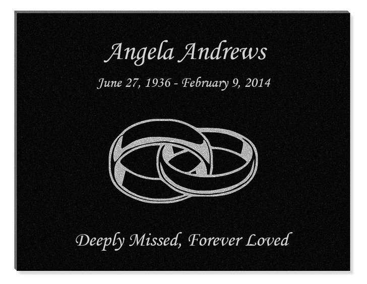 Joined Rings Laser-Engraved Plaque Black Granite Memorial