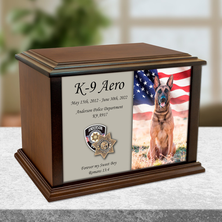 K-9 Service Dog Eternal Reflections Wood Cremation Urn