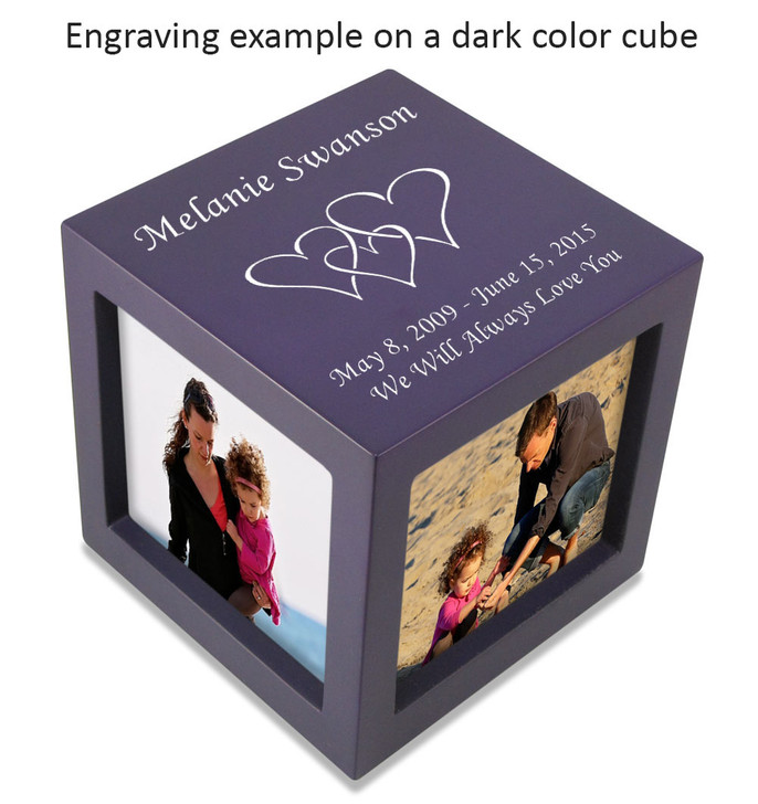 Large Rotating Photo Cube Cremation Urn - 3 Color Choices