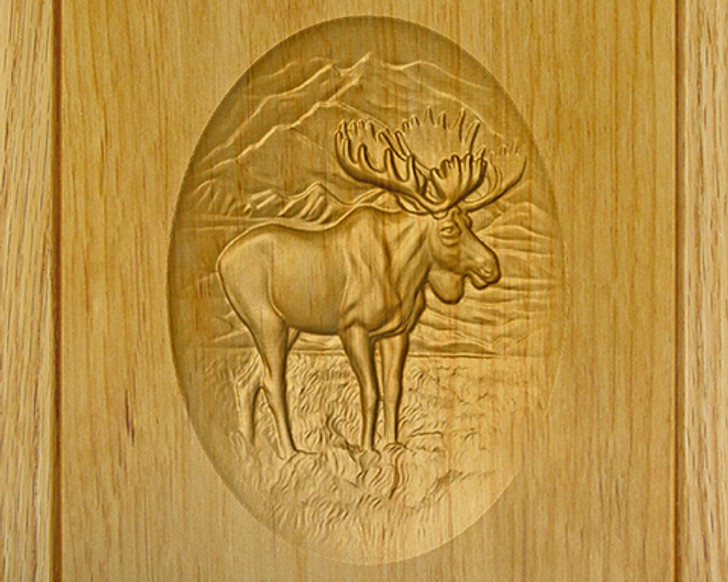 Moose Relief Carved Engraved Wood Cremation Urn