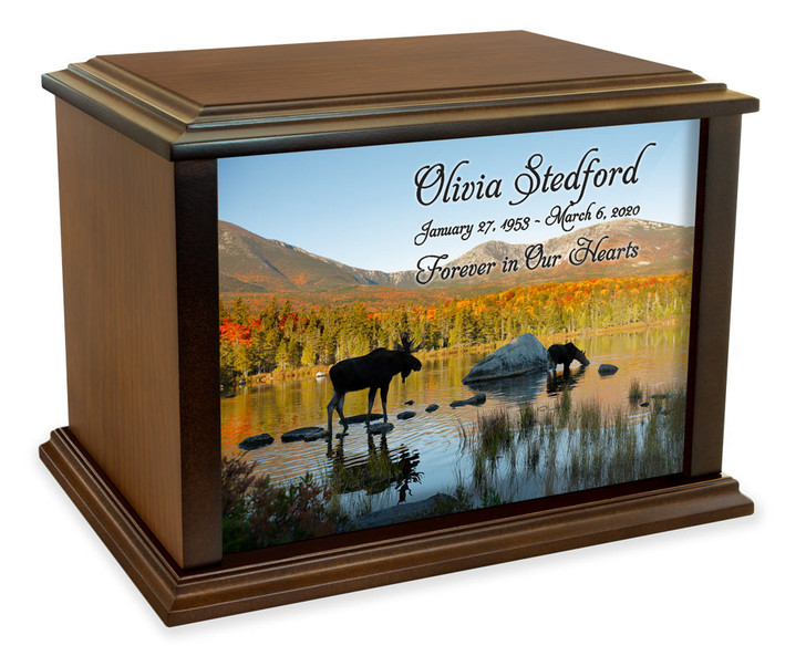 Mountain Moose Eternal Reflections Wood Cremation Urn