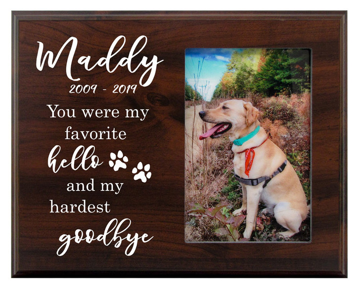 Personalized Pet Walnut Wood Picture Frame - My favorite Hello
