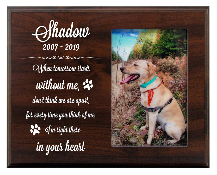 Personalized Pet Walnut Wood Picture Frame - When Tomorrow Starts