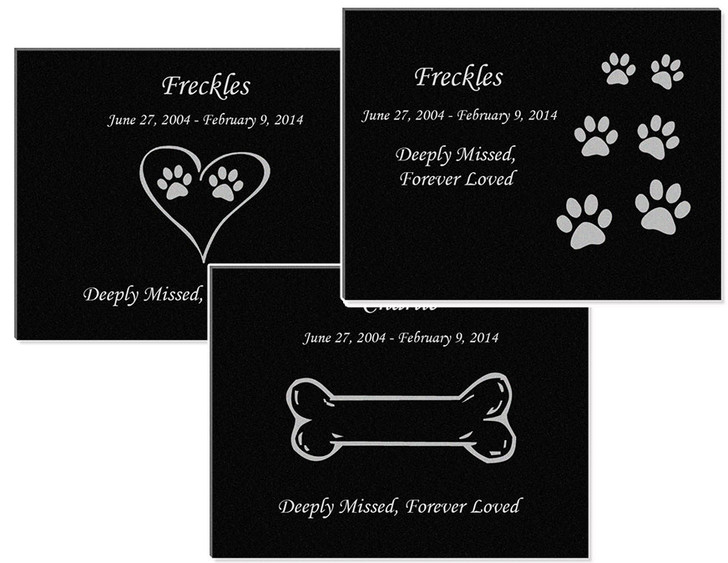 Design Your Own Pet Laser-Engraved Plaque Black Granite Memorial