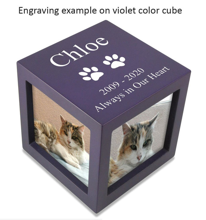 Small Rotating Photo Cube Pet Urn in 3 Color Choices