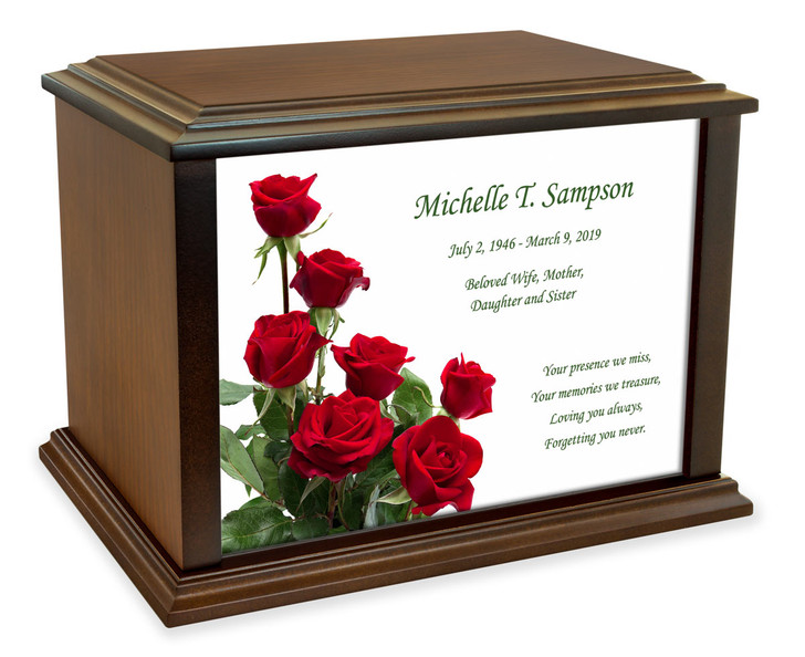 Roses Eternal Reflections Wood Cremation Urn