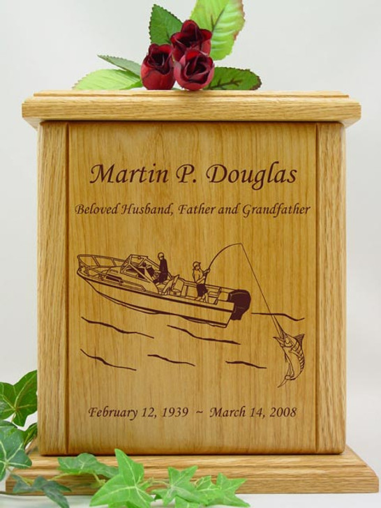 Saltwater Boat Fishermen Wood Cremation Urn