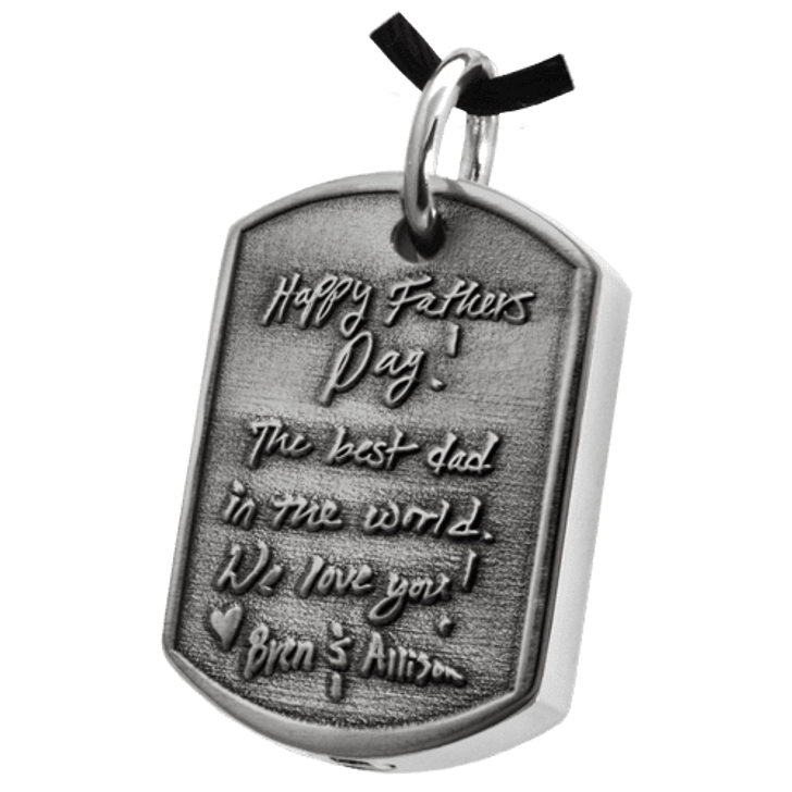 3D Handwriting Dog Tag Stainless Steel Memorial Cremation Pendant Necklace