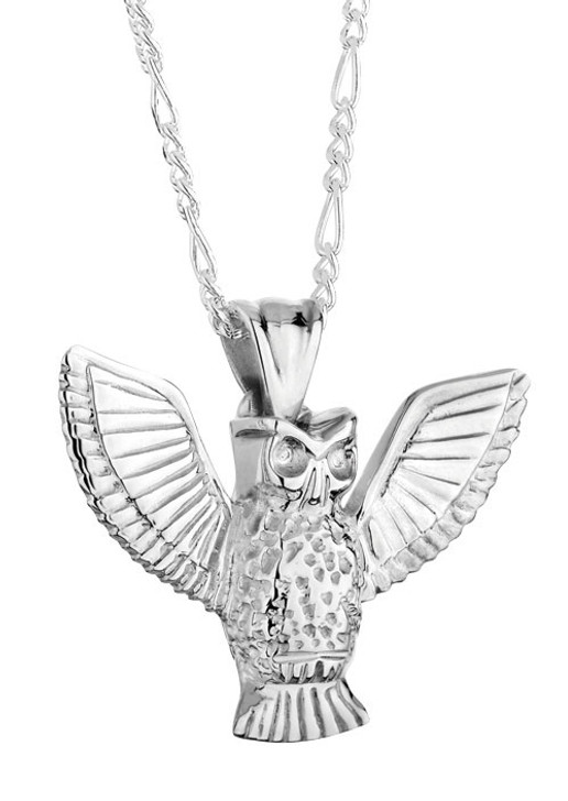 Owl Sterling Silver Cremation Jewelry Pendant Necklace