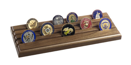 Four Row Military Challenge Coin Rack in Walnut