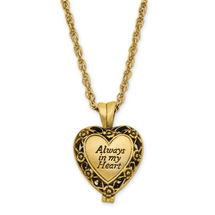 Always In Heart Gold-Tone Heart Memorial Ash Holder Locket