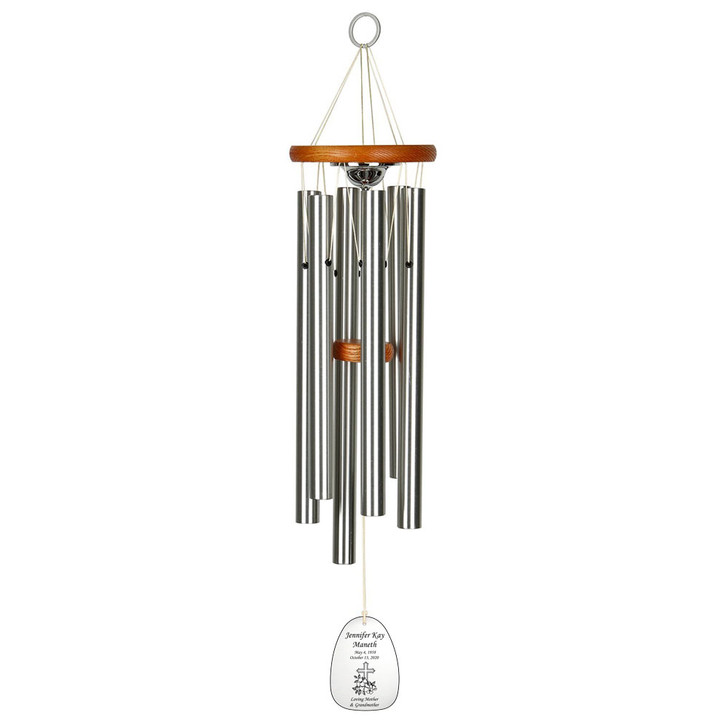 Cross With Flora Memorial Wind Chime Cremation Urn with Engraving - Amazing Grace