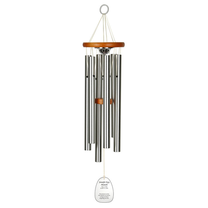 Silver Finish Memorial Wind Chime Cremation Urn with Engraving - Amazing Grace