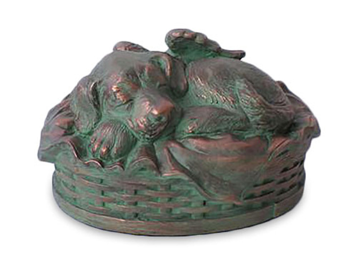 Large Angel Dog Verdigris Pet Cremation Urn