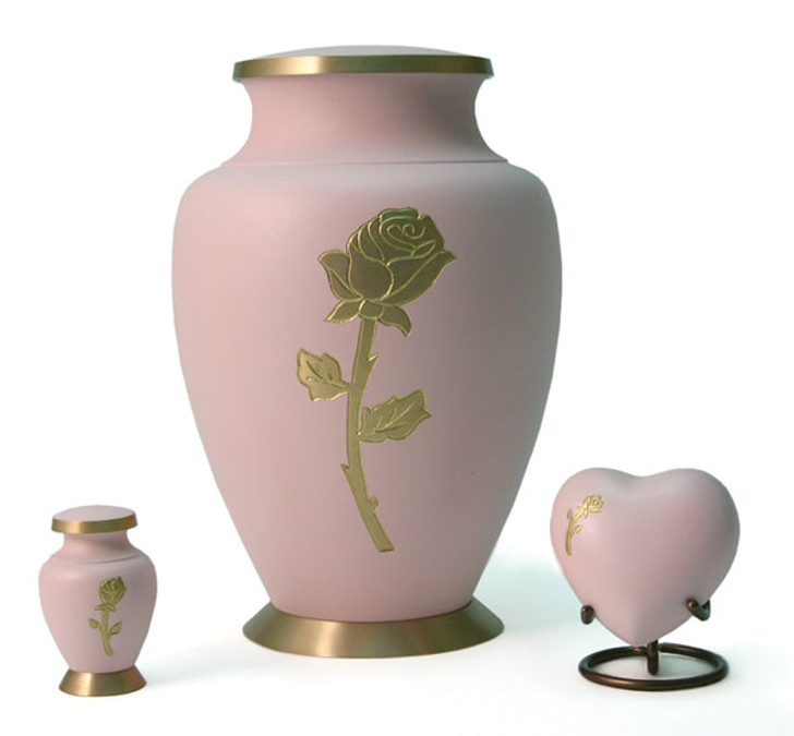 Aria Rose on Pink Brass Keepsake Cremation Urn