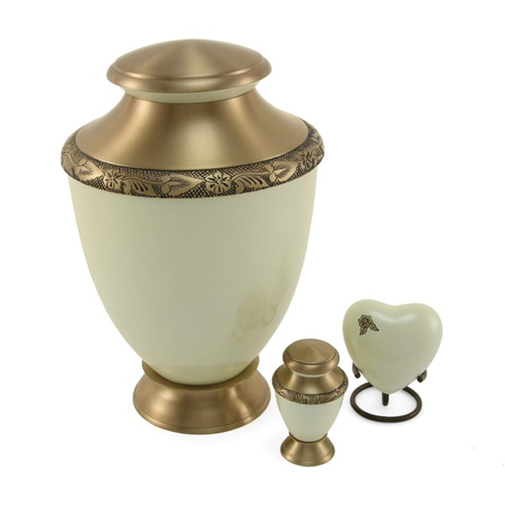 Artisan Pearl Heart Brass Keepsake Cremation Urn