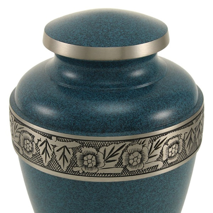 Avalon Evening Blue Brass Cremation Urn - Engravable