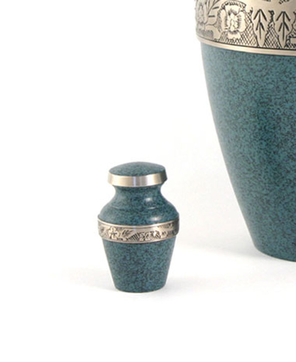 Avalon Evening Blue Brass Keepsake Cremation Urn - Engravable