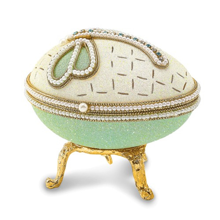 Bejeweled Authentic Goose Egg Crystal Dragonfly Music Keepsake Box