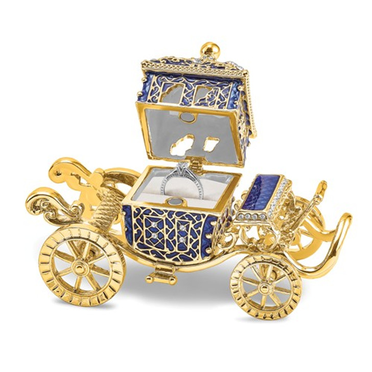 Bejeweled Blue Carriage Keepsake Box