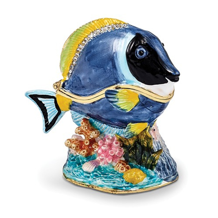 Bejeweled Blue Tang Fish Keepsake Box