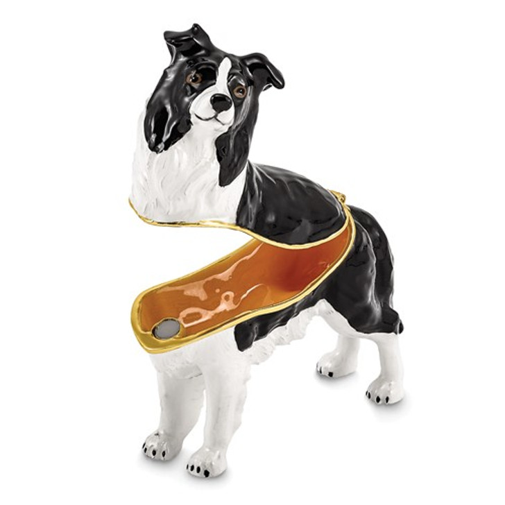 Bejeweled Border Collie Keepsake Box