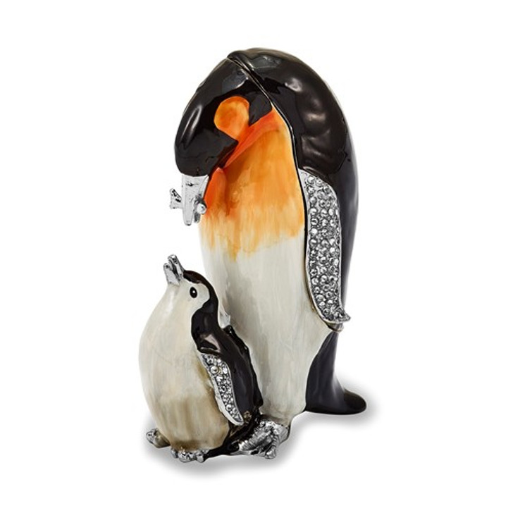 Bejeweled Emperor Penguin With Baby Keepsake Box
