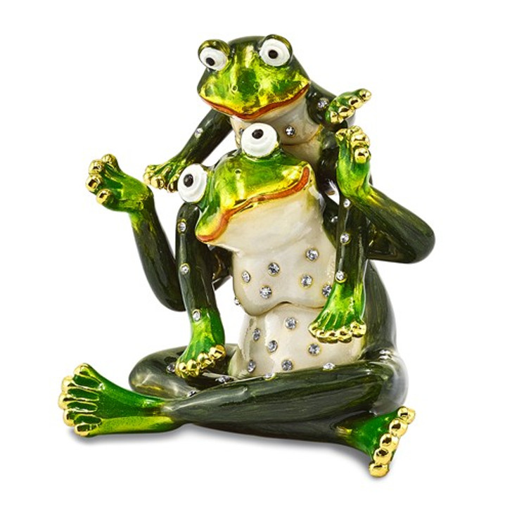Bejeweled Frog Mother And Child Keepsake Box