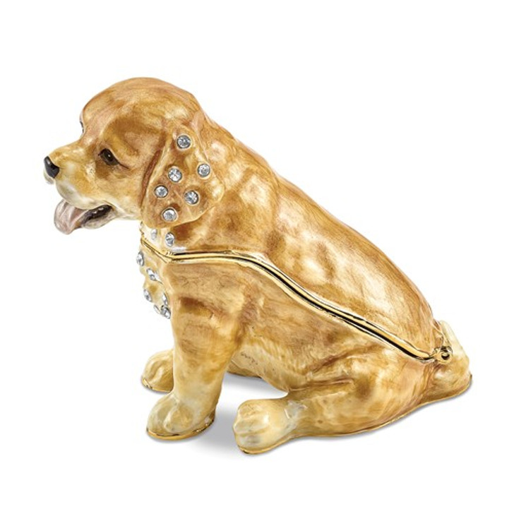 Bejeweled Golden Retriever Pup Keepsake Box