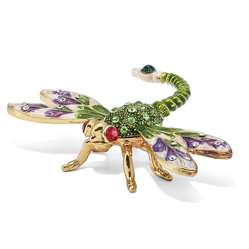 Bejeweled Green Dragonfly Keepsake Box