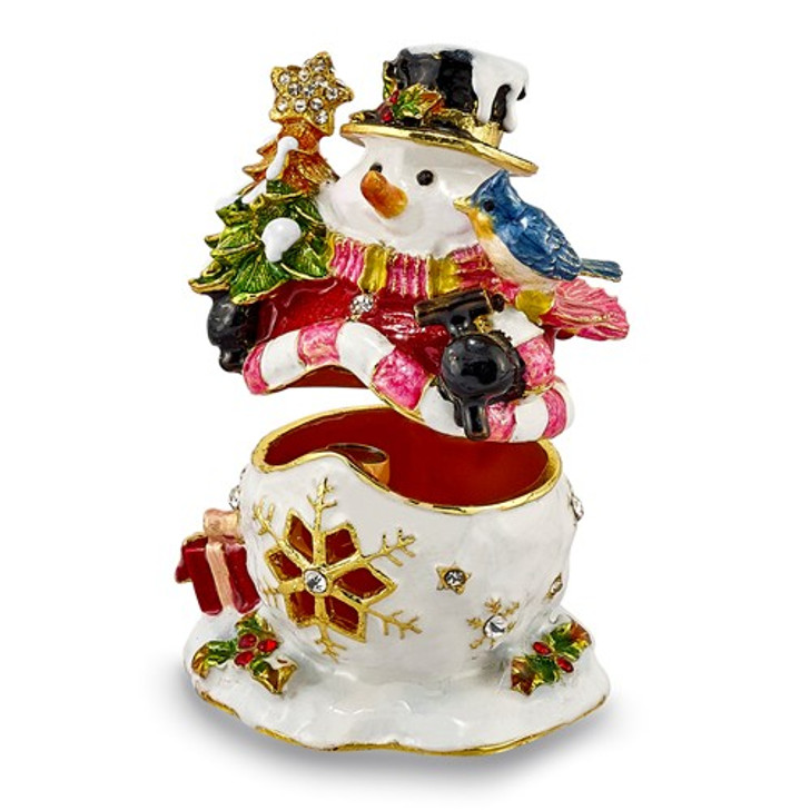 Bejeweled Holly Jolly Snowman Keepsake Box