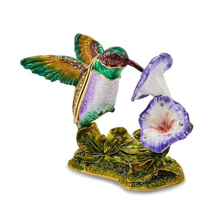 Bejeweled Hummingbird And Flower Keepsake Box