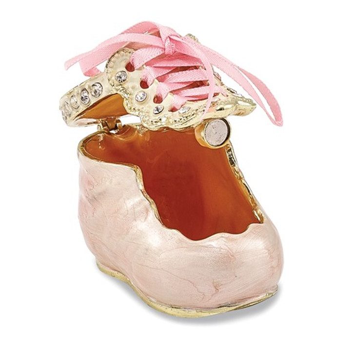 Bejeweled It's A Girl Pink Baby Bootie Keepsake Box