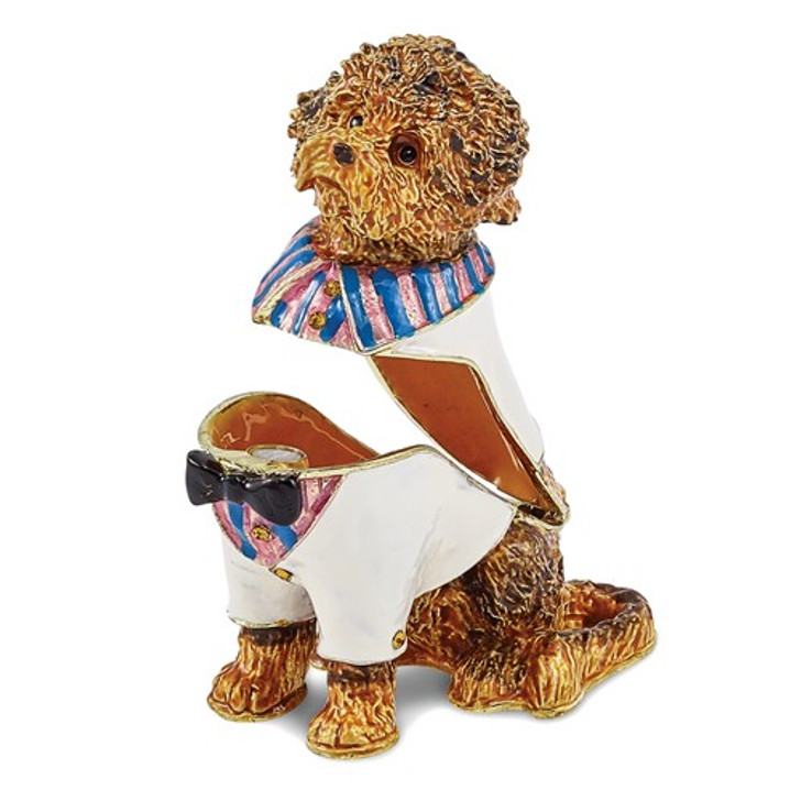 Bejeweled Labradoodle Wearing Shirt Keepsake Box