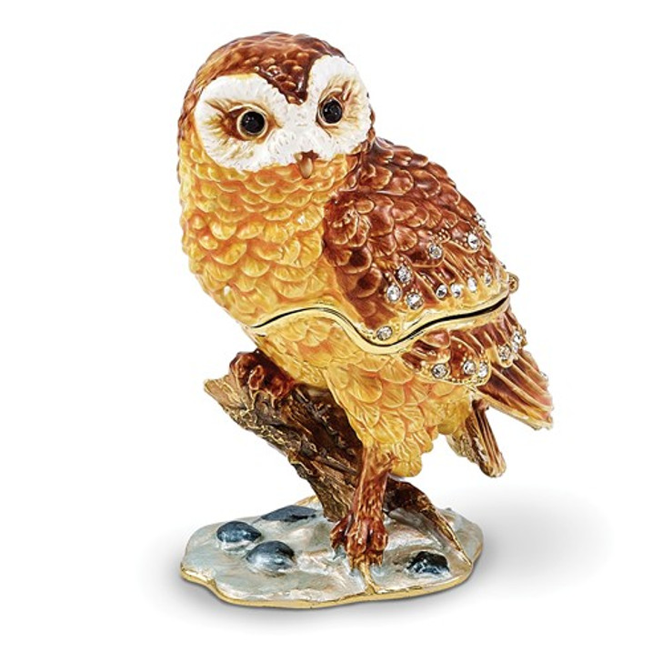 Bejeweled Owl On Branch Keepsake Box