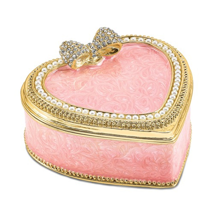 Bejeweled Pink Heart With Ring Pad Keepsake Box