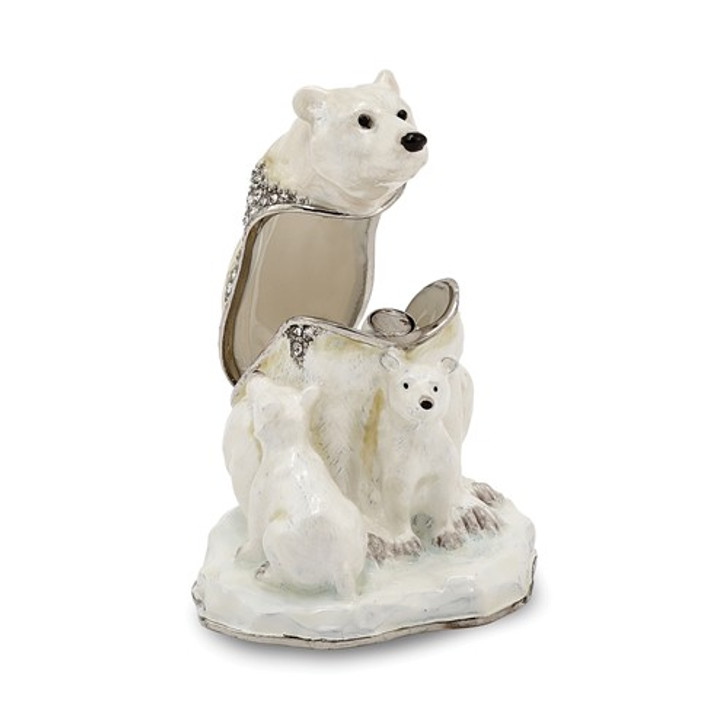 Bejeweled Polar Bear And Cubs Keepsake Box